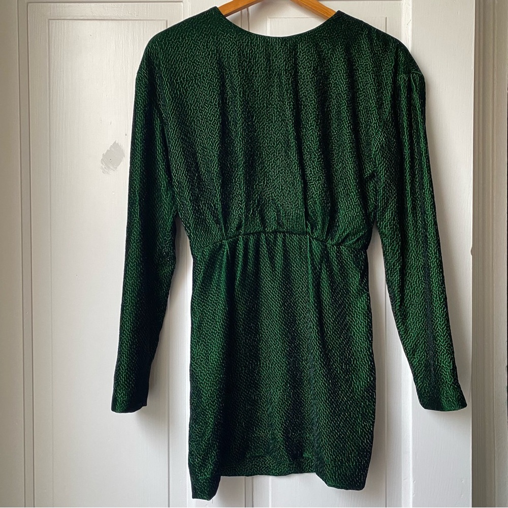 & Other Stories Jewel Green Long-Sleeve Mini Dress